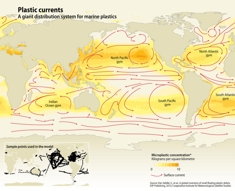 マイクロプラスチックの分布図